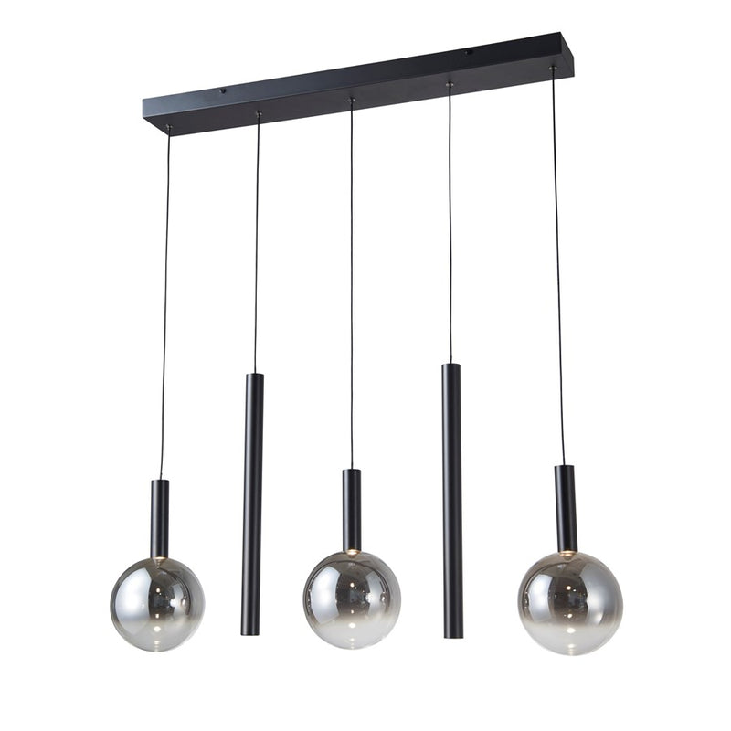 Artcraft Modella 5Lt 39" LED Pendant, Black/Ombre Smoke/Clear
