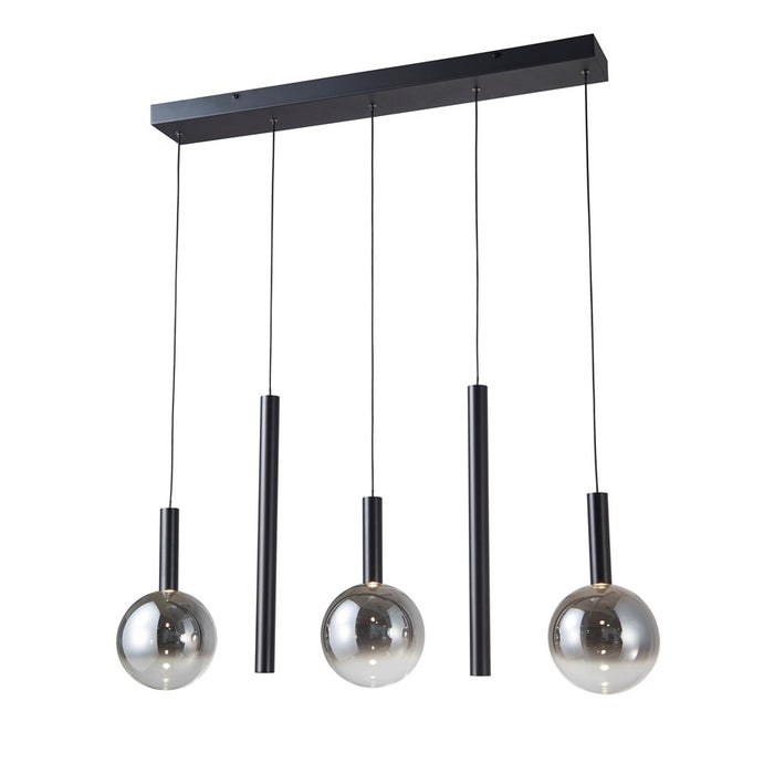 Artcraft Modella 5Lt 39" LED Pendant, Black/Ombre Smoke/Clear