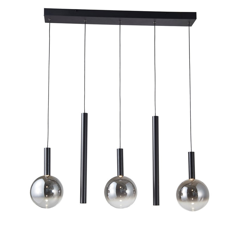 Artcraft Modella 5Lt 39" LED Pendant, Black/Ombre Smoke/Clear