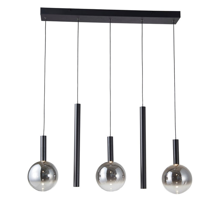 Artcraft Modella 5Lt 39" LED Pendant, Black/Ombre Smoke/Clear