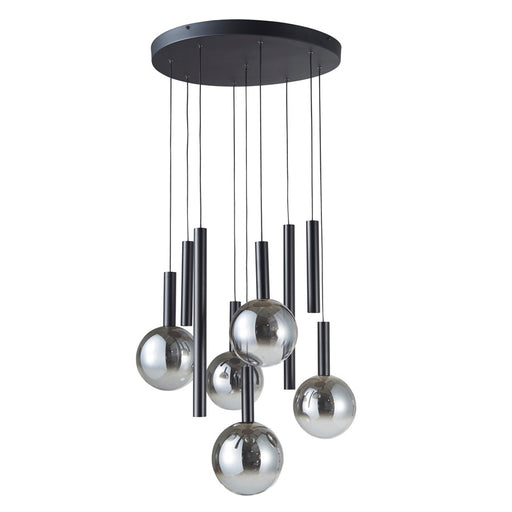Artcraft Modella 9Lt LED Pendant, Black/Ombre Smoke/Clear