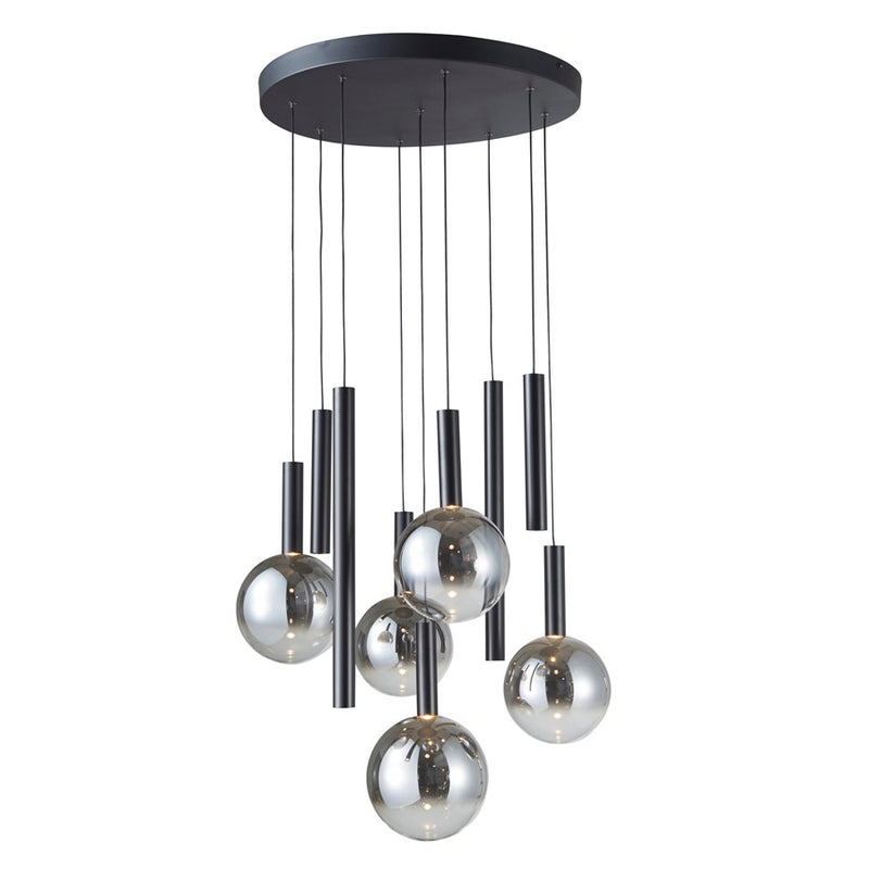 Artcraft Modella 9Lt LED Pendant, Black/Ombre Smoke/Clear