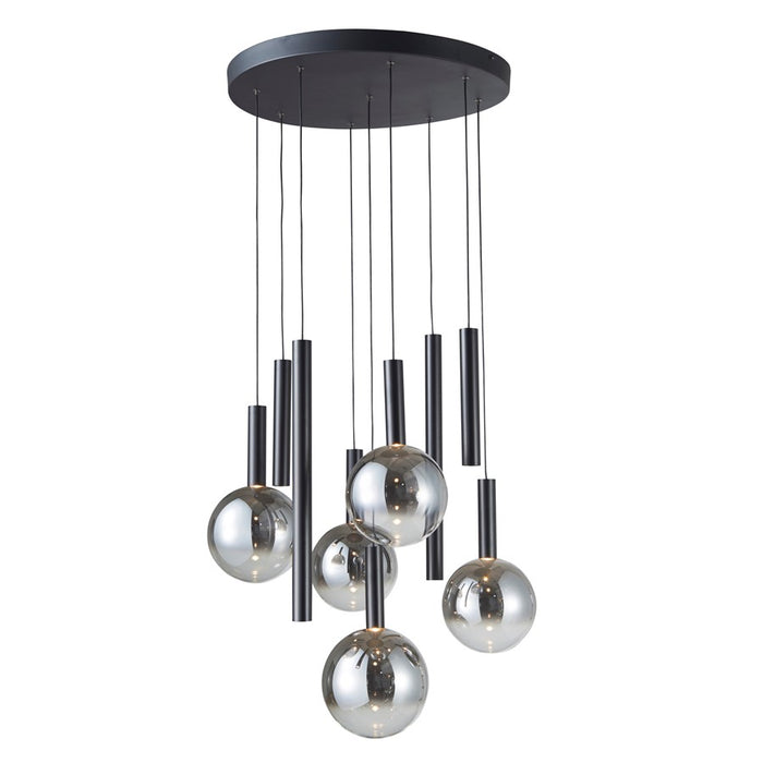 Artcraft Modella 9Lt LED Pendant, Black/Ombre Smoke/Clear