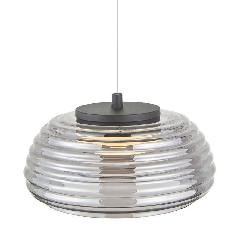 Artcraft Haze 1Lt LED 16" Pendant, Black/Smoke