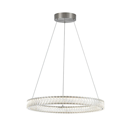 Artcraft Chevron 1Lt LED 24" Pendant, Brushed Nickel/Clear