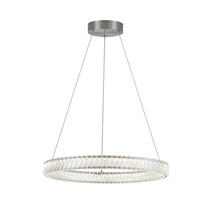 Artcraft Chevron 1Lt LED 24" Pendant, Brushed Nickel/Clear