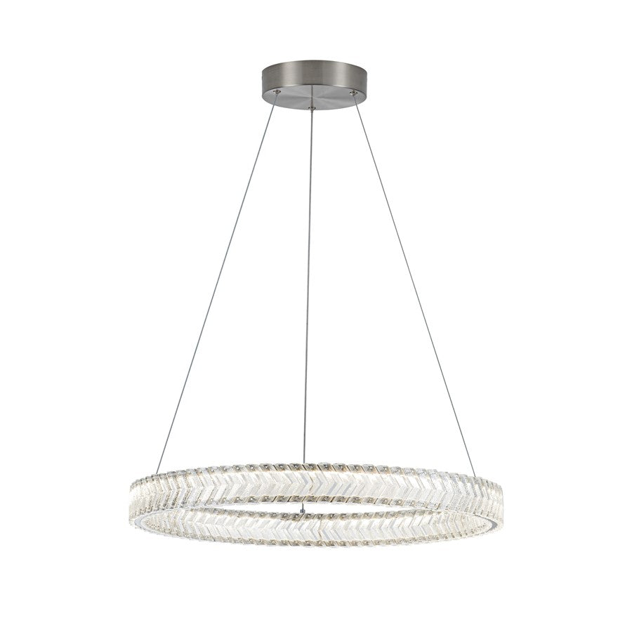 Artcraft Chevron 1Lt LED 24" Pendant, Brushed Nickel/Clear
