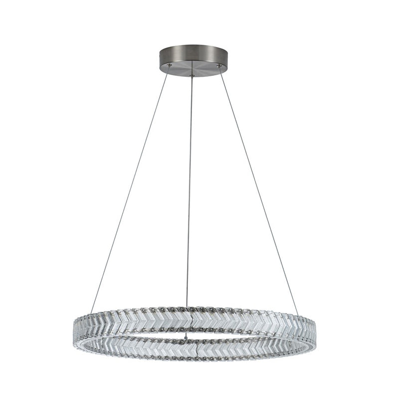 Artcraft Chevron 1Lt LED 24" Pendant, Brushed Nickel/Clear
