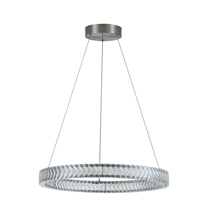 Artcraft Chevron 1Lt LED 24" Pendant, Brushed Nickel/Clear