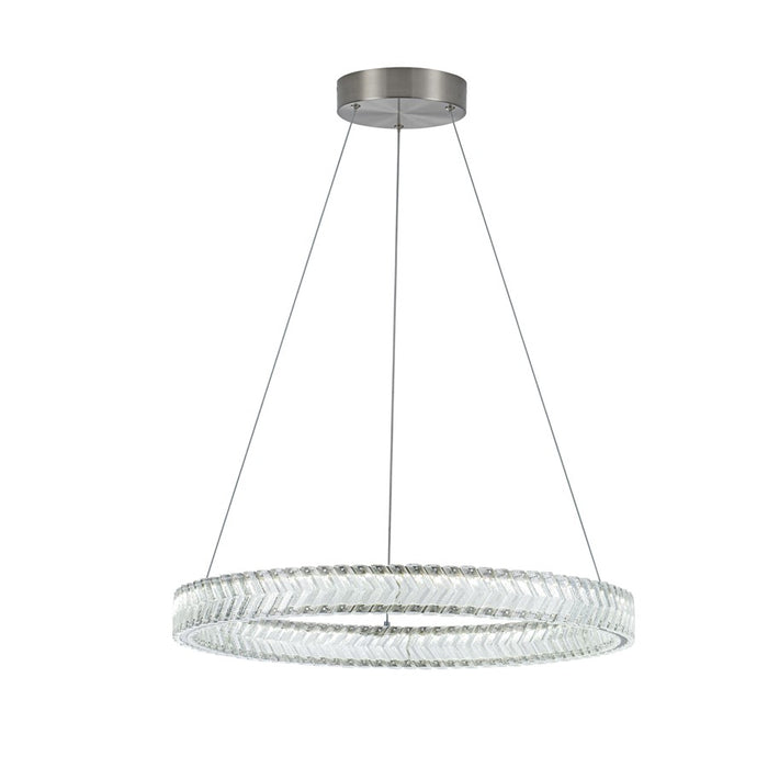 Artcraft Chevron 1Lt LED 24" Pendant, Brushed Nickel/Clear