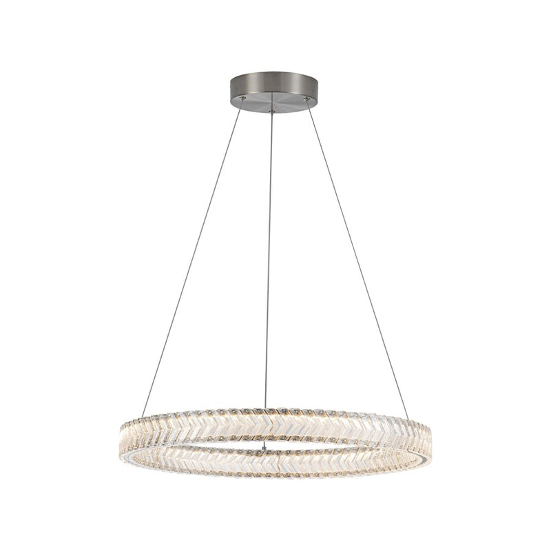 Artcraft Chevron 1Lt LED 24" Pendant, Brushed Nickel/Clear
