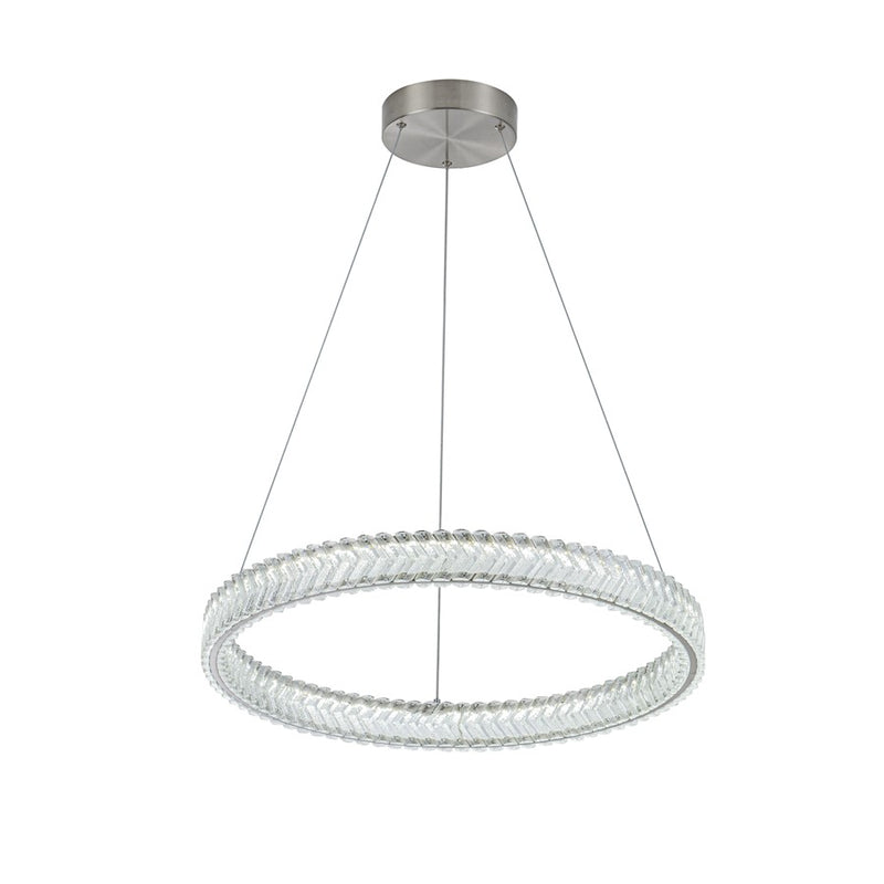 Artcraft Chevron 1Lt LED 24" Pendant, Brushed Nickel/Clear