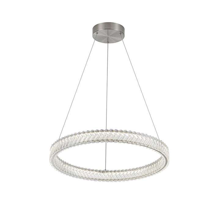 Artcraft Chevron 1Lt LED 24" Pendant, Brushed Nickel/Clear