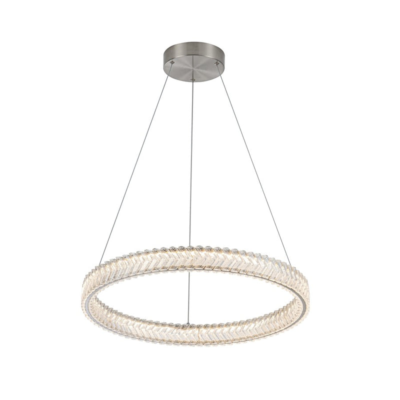 Artcraft Chevron 1Lt LED 24" Pendant, Brushed Nickel/Clear