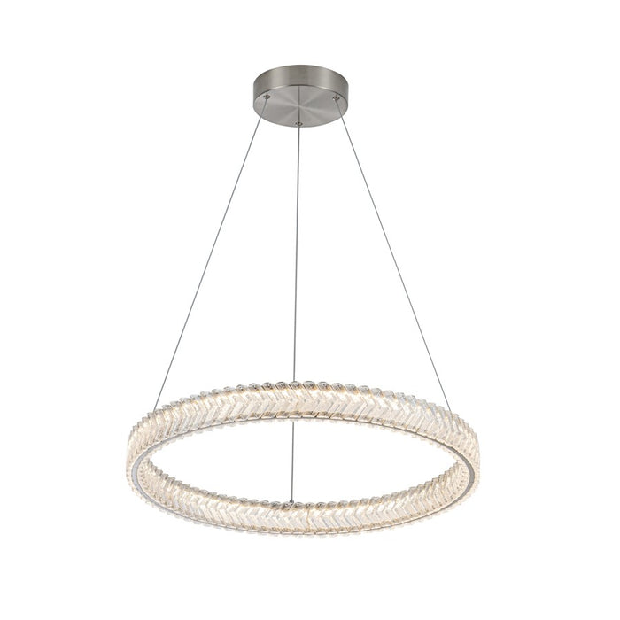 Artcraft Chevron 1Lt LED 24" Pendant, Brushed Nickel/Clear