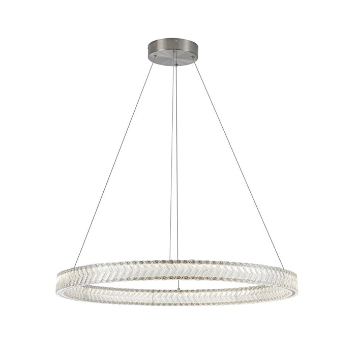 Artcraft Chevron 1Lt LED 32" Pendant, Brushed Nickel/Clear - AC5052BN