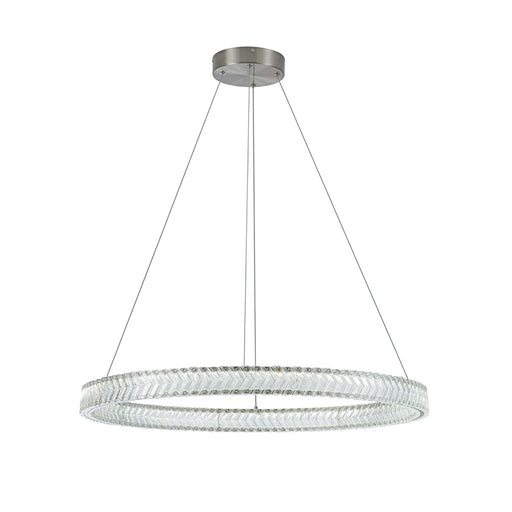 Artcraft Chevron 1Lt LED 32" Pendant, Brushed Nickel/Clear