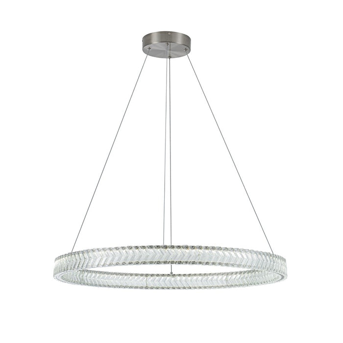 Artcraft Chevron 1Lt LED 32" Pendant, Brushed Nickel/Clear
