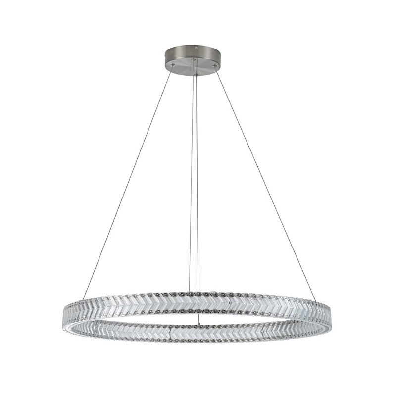 Artcraft Chevron 1Lt LED 32" Pendant, Brushed Nickel/Clear