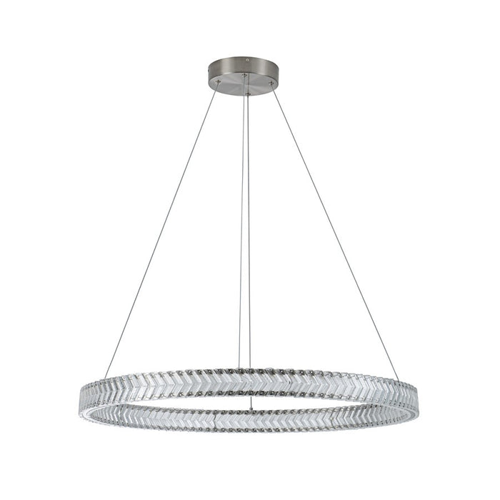 Artcraft Chevron 1Lt LED 32" Pendant, Brushed Nickel/Clear