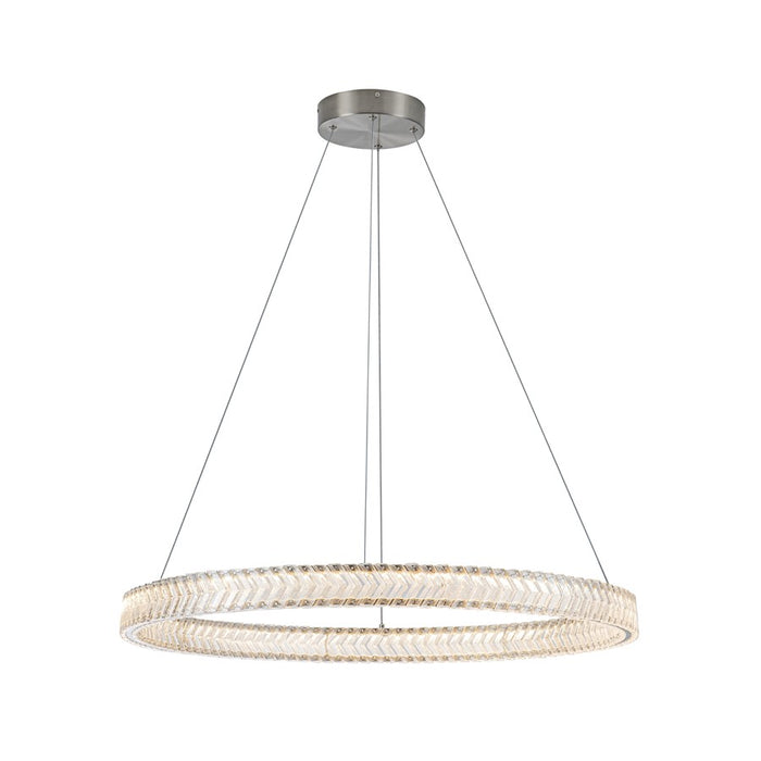 Artcraft Chevron 1Lt LED 32" Pendant, Brushed Nickel/Clear