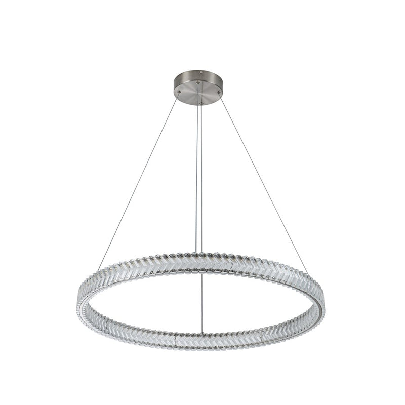 Artcraft Chevron 1Lt LED 32" Pendant, Brushed Nickel/Clear