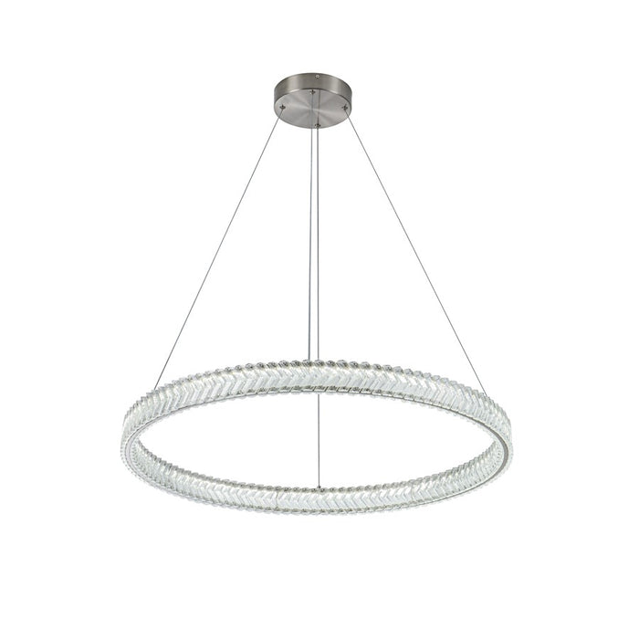Artcraft Chevron 1Lt LED 32" Pendant, Brushed Nickel/Clear