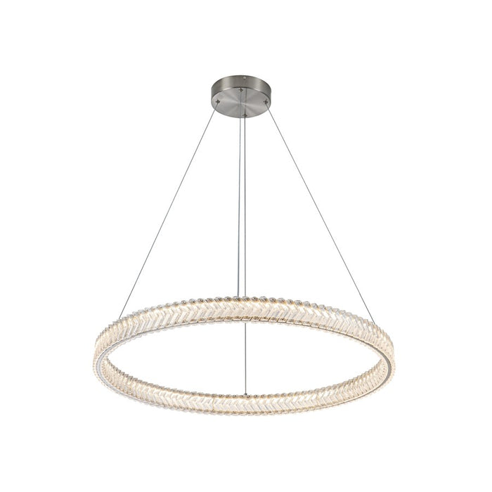 Artcraft Chevron 1Lt LED 32" Pendant, Brushed Nickel/Clear