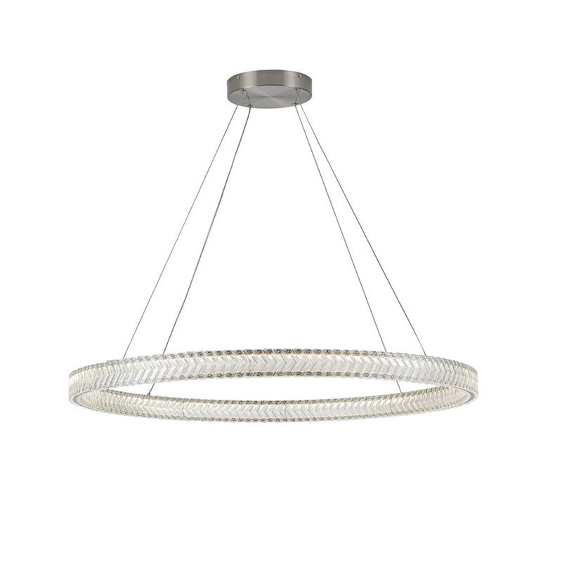 Artcraft Chevron 1Lt LED 39" Pendant, Brushed Nickel/Clear
