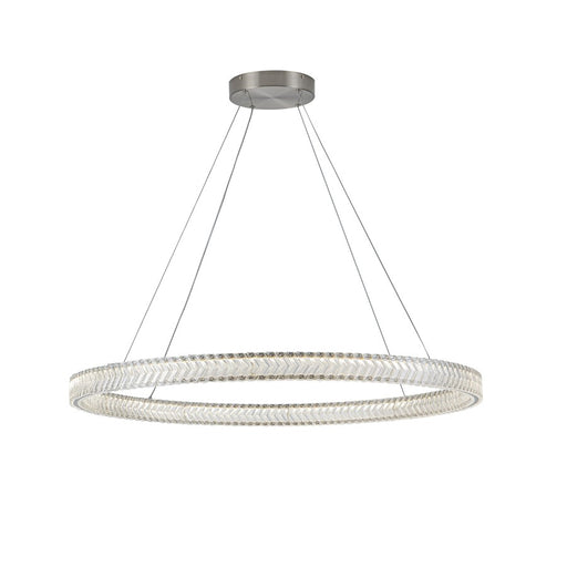 Artcraft Chevron 1Lt LED 39" Pendant, Brushed Nickel/Clear