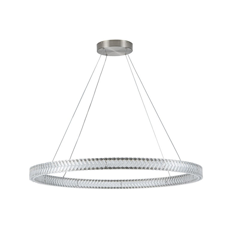 Artcraft Chevron 1Lt LED 39" Pendant, Brushed Nickel/Clear