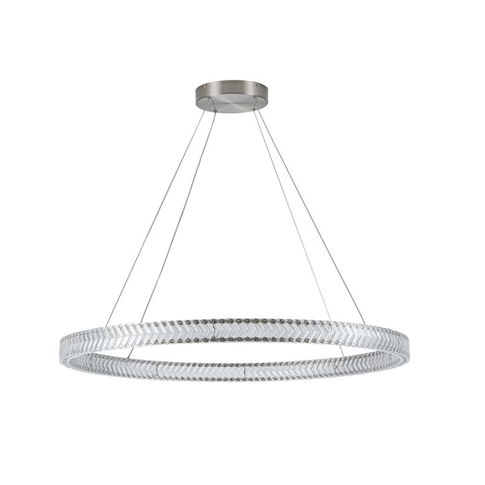 Artcraft Chevron 1Lt LED 39" Pendant, Brushed Nickel/Clear