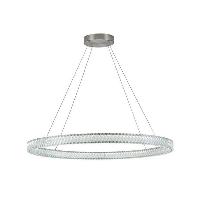 Artcraft Chevron 1Lt LED 39" Pendant, Brushed Nickel/Clear