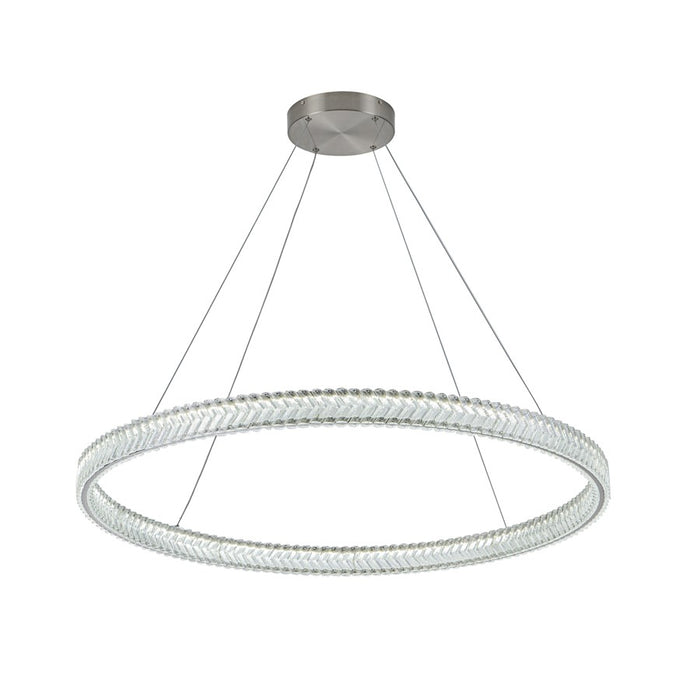 Artcraft Chevron 1Lt LED 39" Pendant, Brushed Nickel/Clear