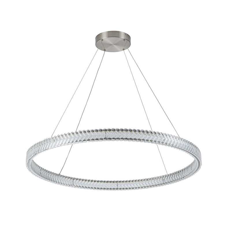 Artcraft Chevron 1Lt LED 39" Pendant, Brushed Nickel/Clear
