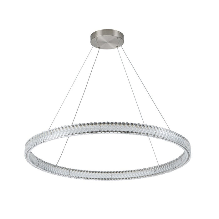 Artcraft Chevron 1Lt LED 39" Pendant, Brushed Nickel/Clear