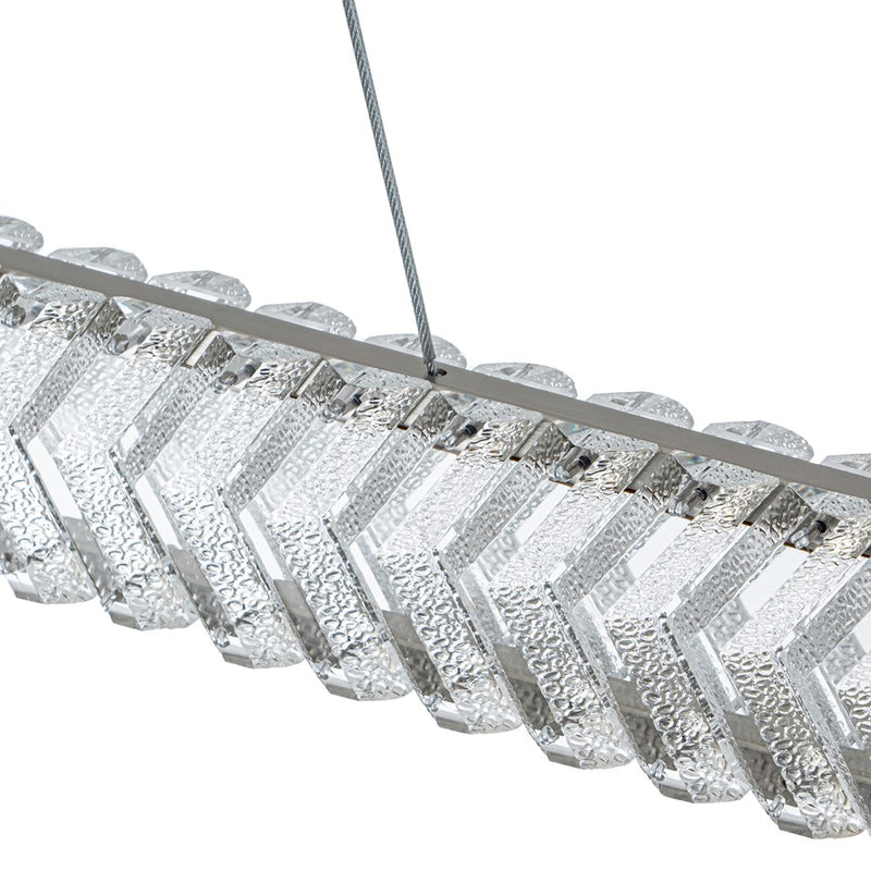 Artcraft Chevron 1Lt LED 47" Pendant, Brushed Nickel/Clear