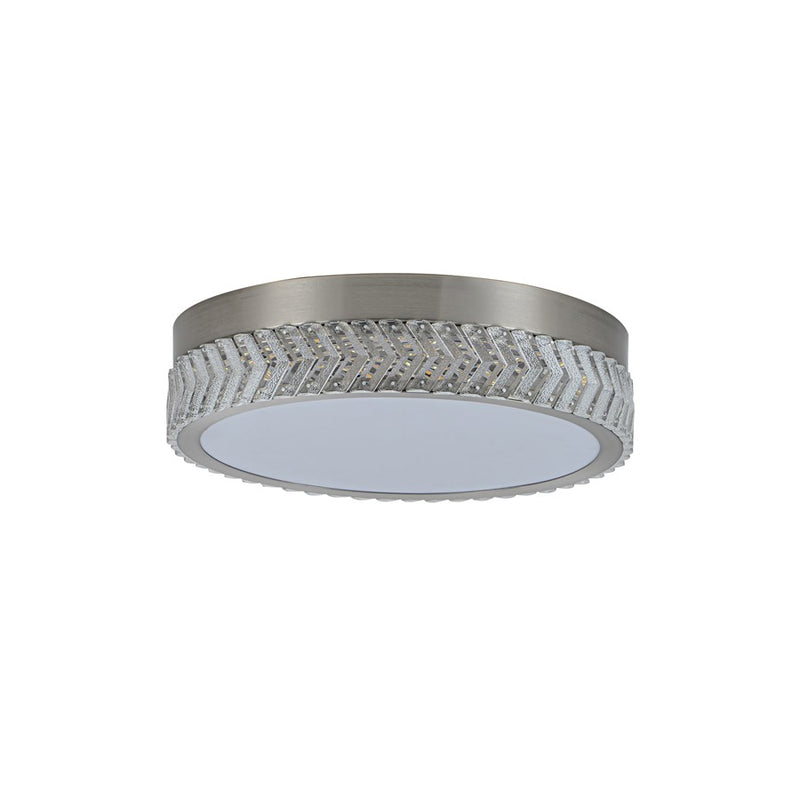 Artcraft Chevron 1Lt LED 16" Flush-Mount, Brushed Nickel/Clear