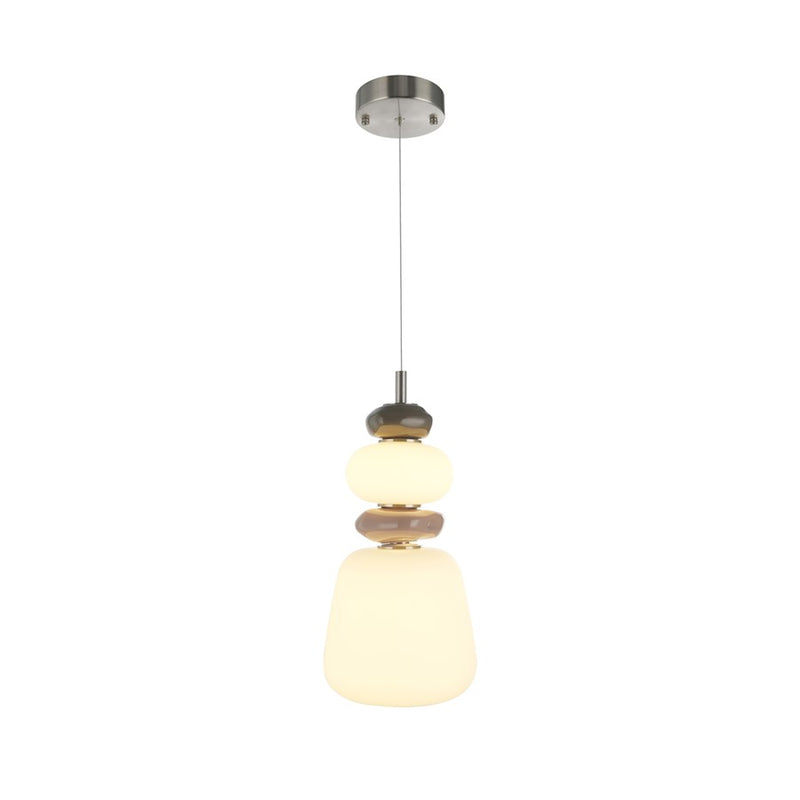Artcraft Strata 1Lt LED 14" Pendant, Satin Nickel/Acid Opal - AC5071SN