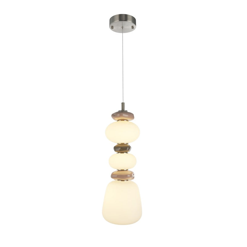 Artcraft Strata 1Lt LED 20" Pendant, Satin Nickel/Acid Opal