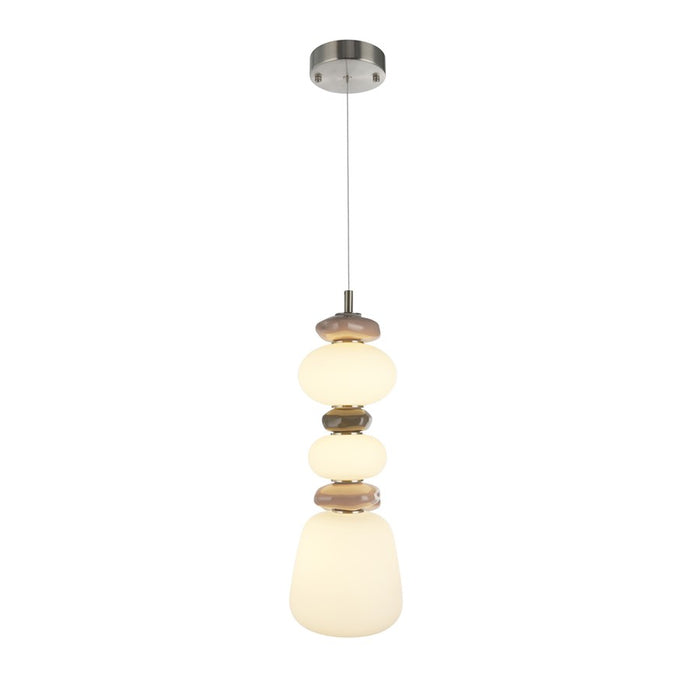 Artcraft Strata 1Lt LED 20" Pendant, Satin Nickel/Acid Opal
