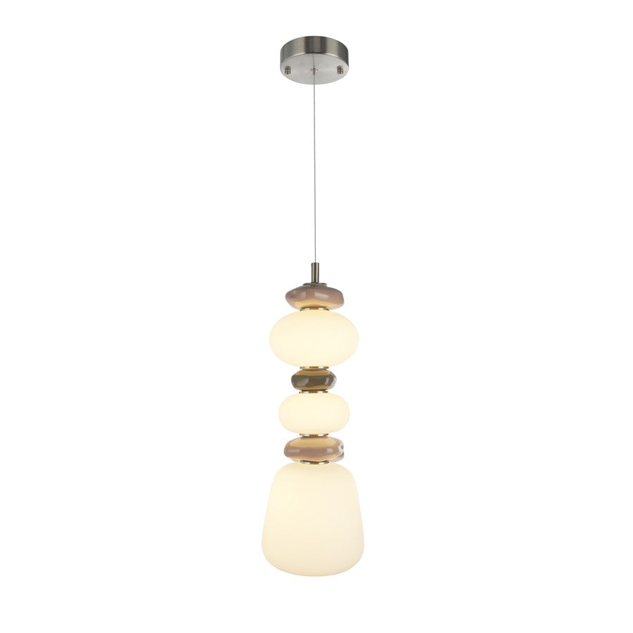 Artcraft Strata 1Lt LED 20" Pendant, Satin Nickel/Acid Opal