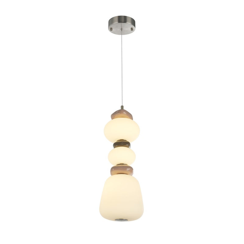 Artcraft Strata 1Lt LED 20" Pendant, Satin Nickel/Acid Opal