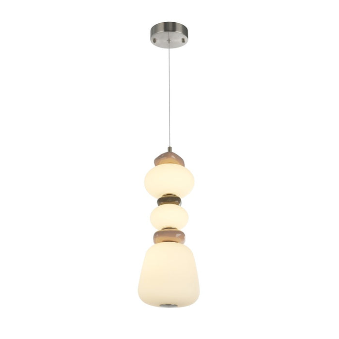 Artcraft Strata 1Lt LED 20" Pendant, Satin Nickel/Acid Opal