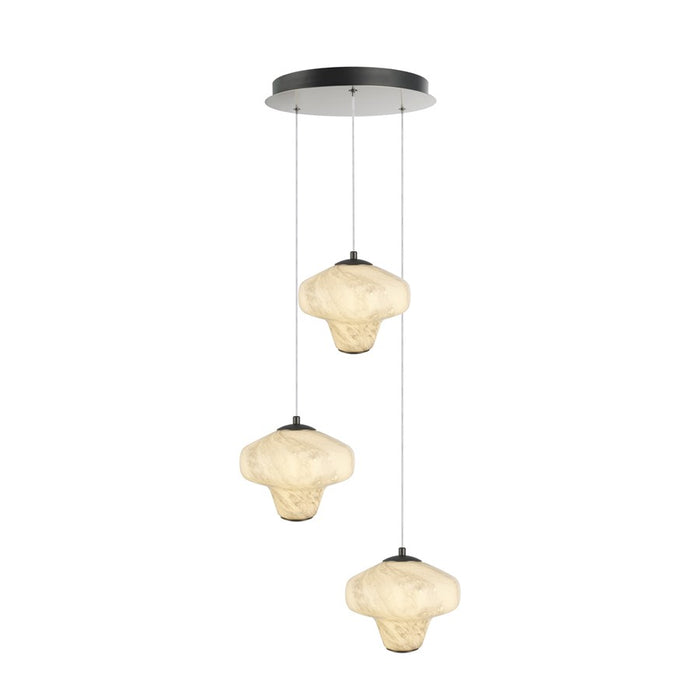 Artcraft Solara 3Lt LED Chandelier, Graphite/Cloudy Swirl