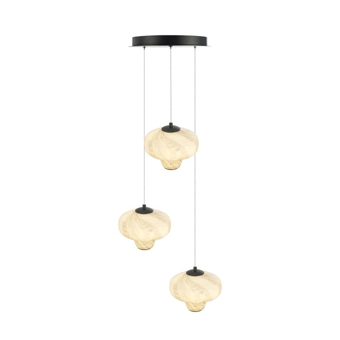 Artcraft Solara 3Lt LED Chandelier, Graphite/Cloudy Swirl