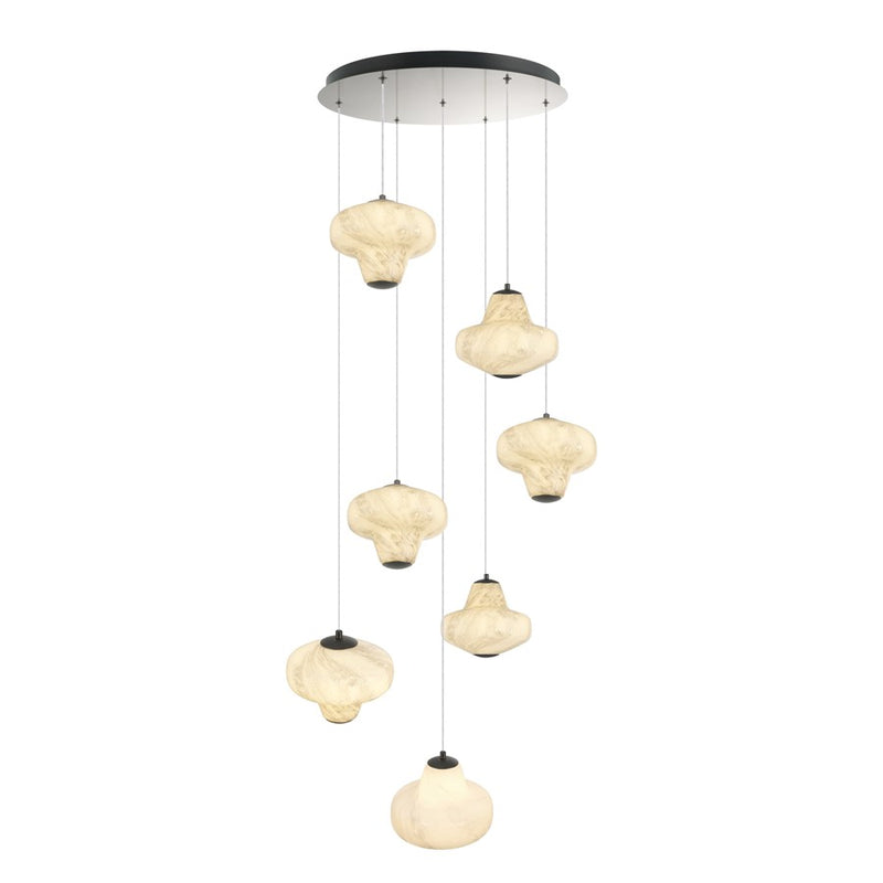 Artcraft Solara 7Lt LED Chandelier, Graphite/Cloudy Swirl