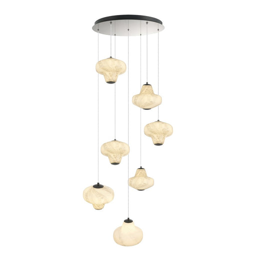 Artcraft Solara 7Lt LED Chandelier, Graphite/Cloudy Swirl