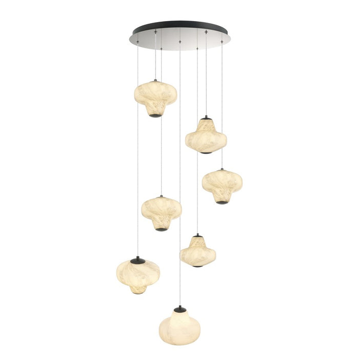 Artcraft Solara 7Lt LED Chandelier, Graphite/Cloudy Swirl