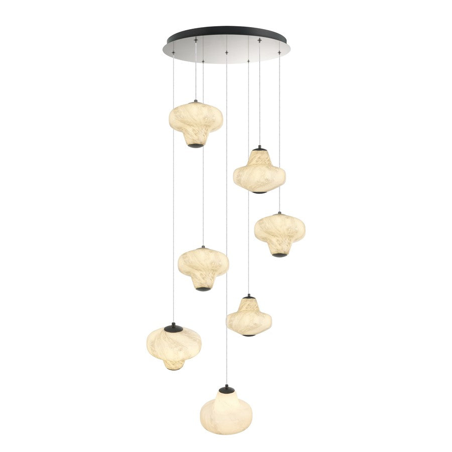 Artcraft Solara 7Lt LED Chandelier, Graphite/Cloudy Swirl